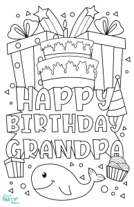 Free Printable Coloring Birthday Cards for Grandpa