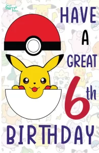 Pokemon 6th Birthday Card